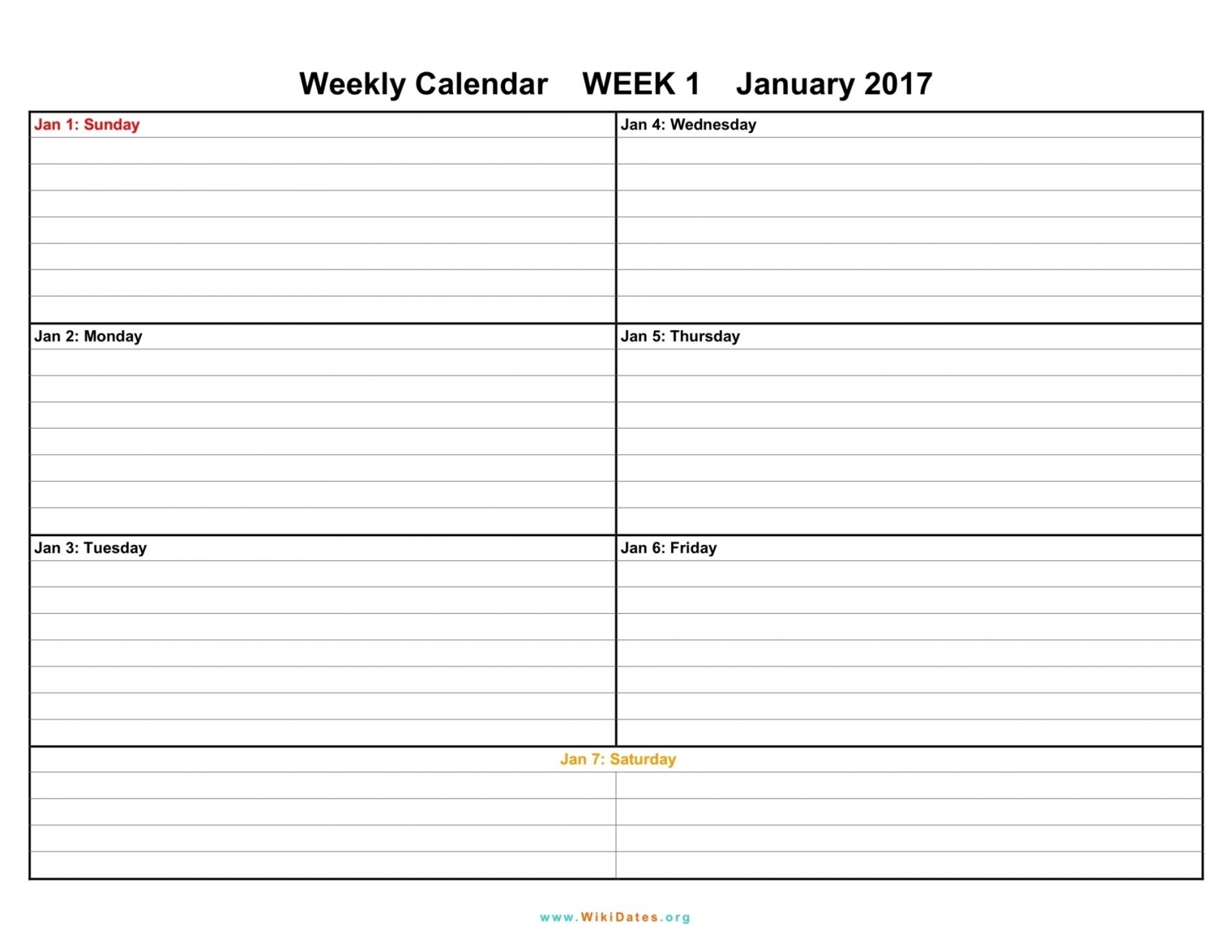 Printable Calendar Weekly