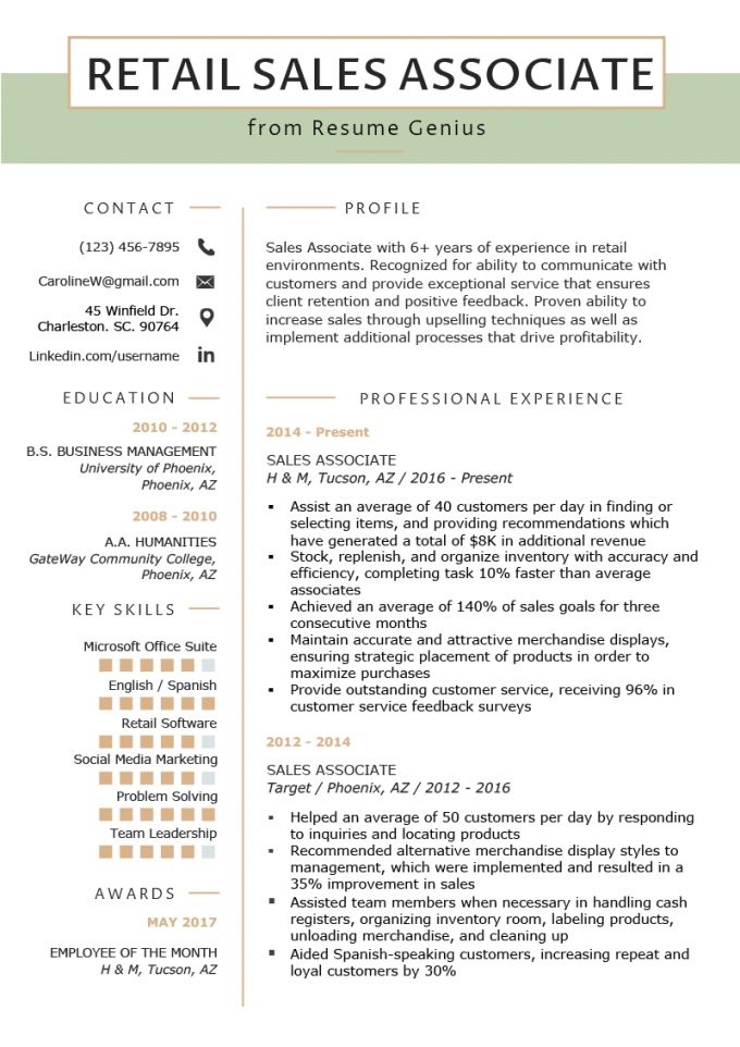 Sales Associate Resume Examples