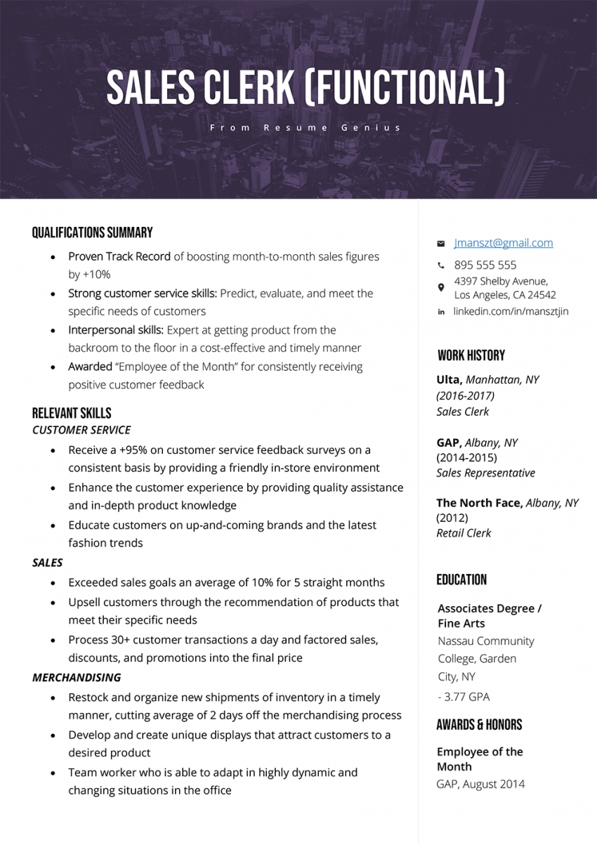 Functional Resumes Examples