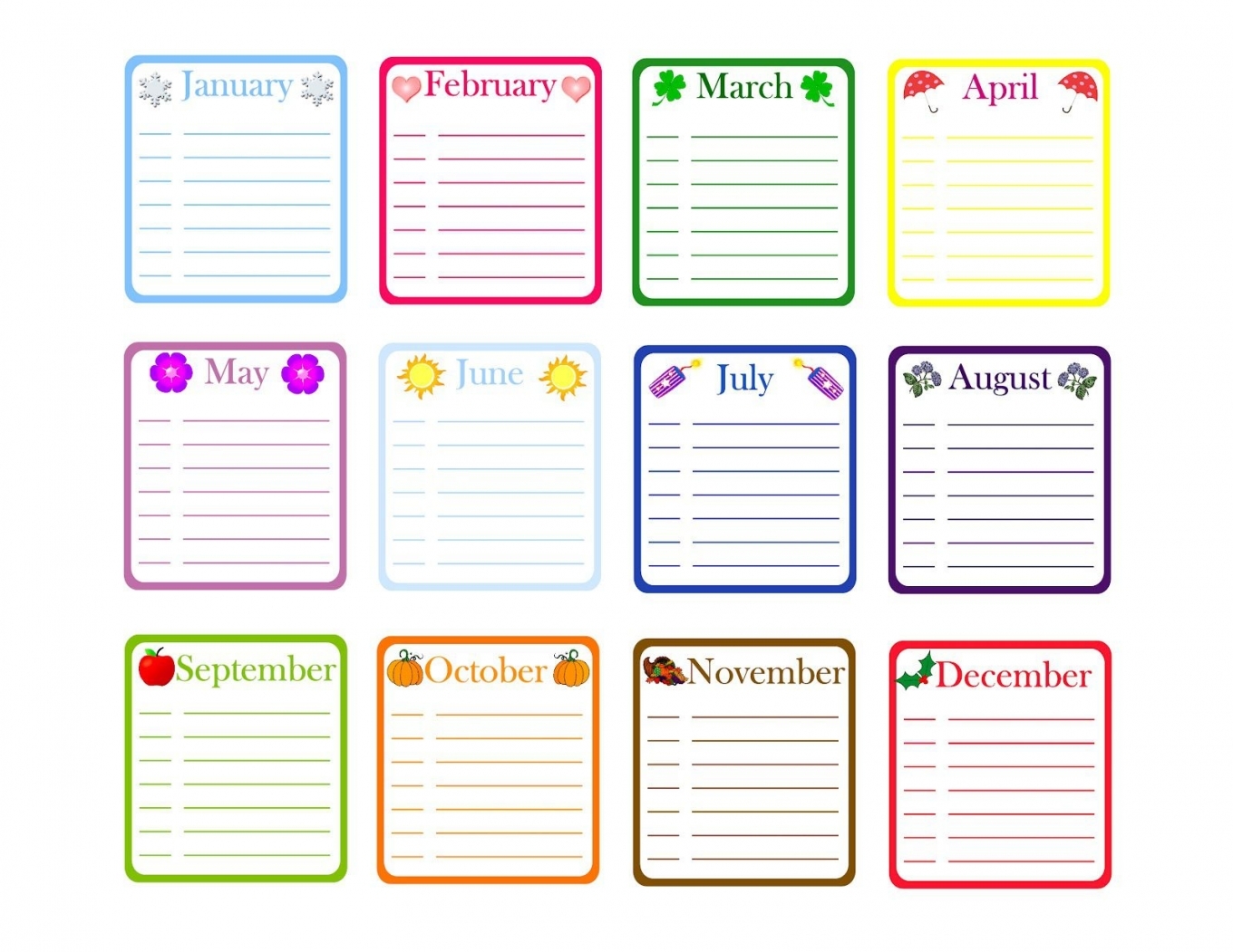 Free Printable Birthday List