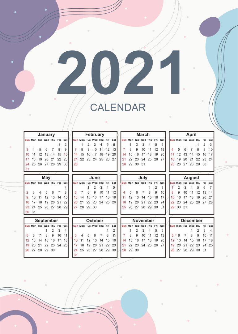 Free 2021 Calendar Printable
