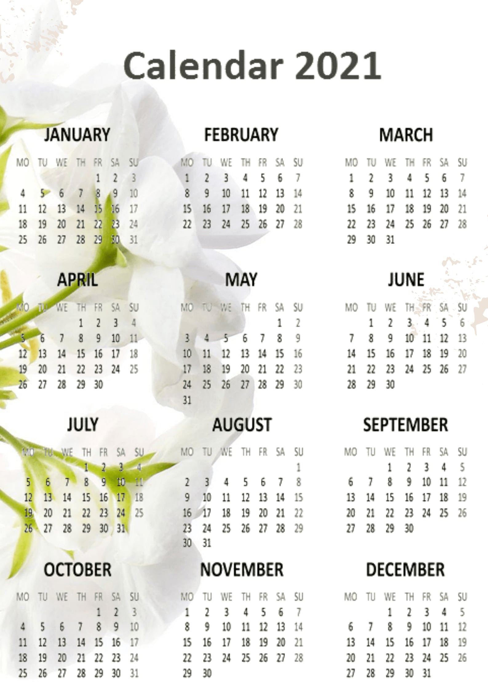 Download Printable Calendar 2021