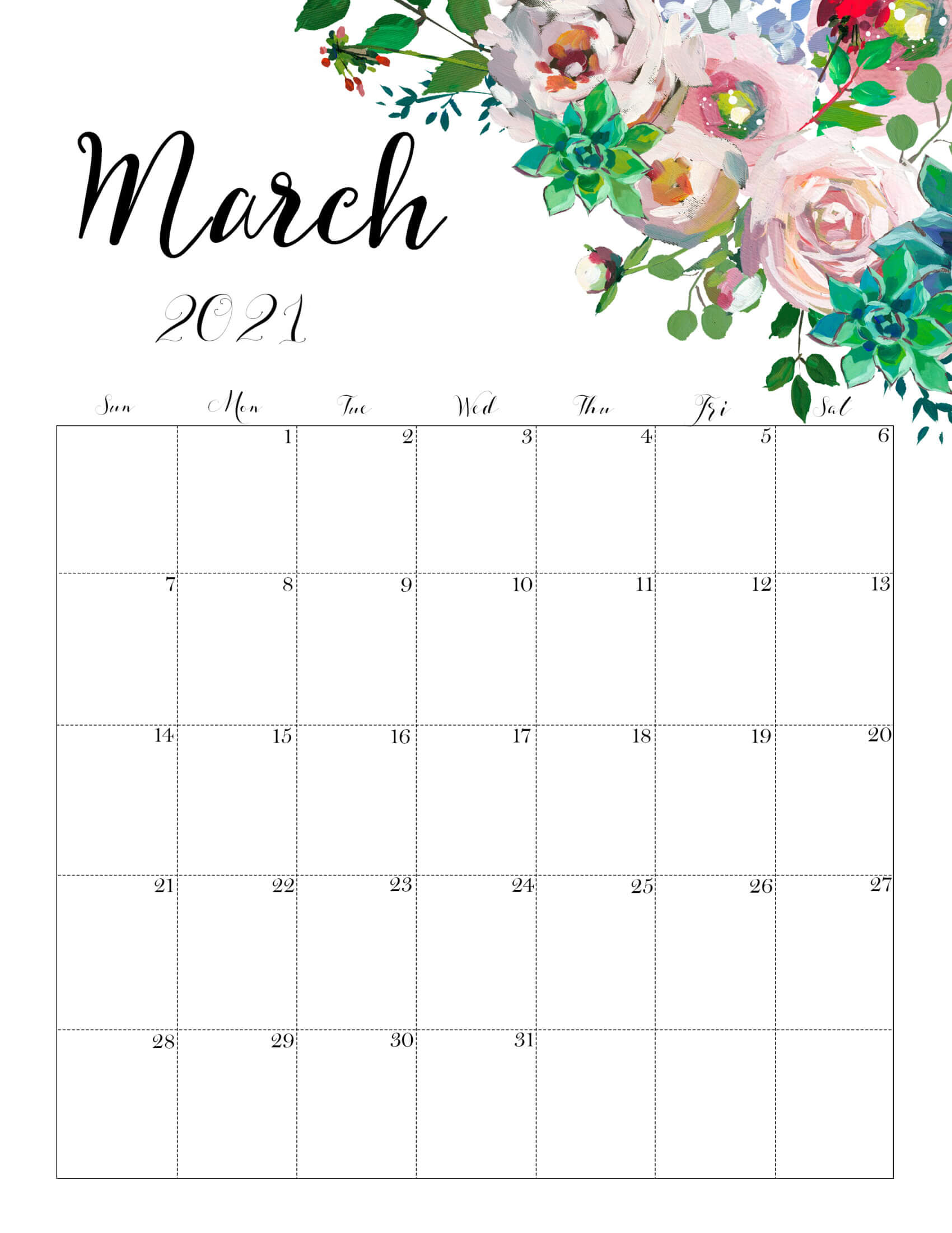 Feb And March 2021 Calendar