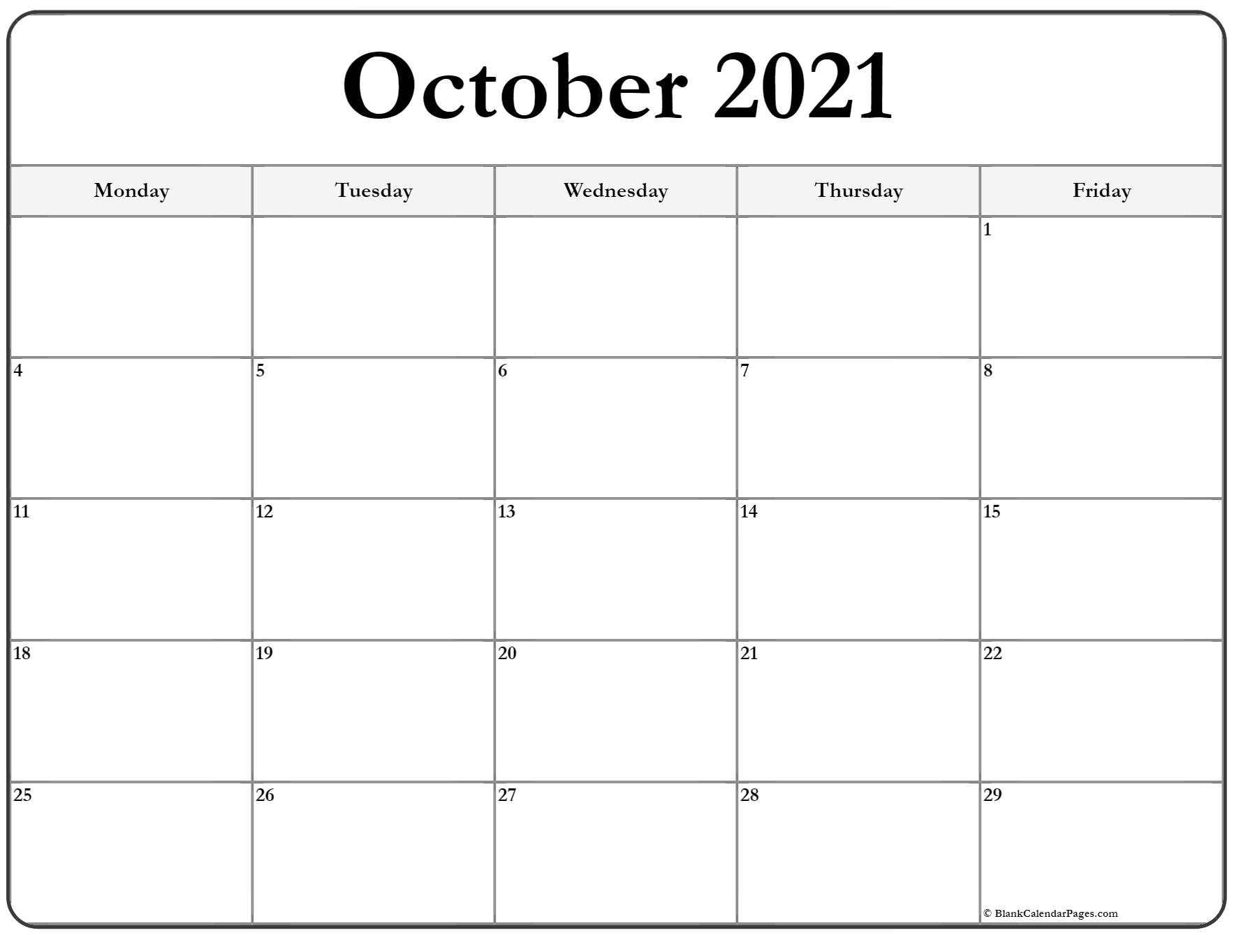 Printable Calendar Monday To Sunday 2021