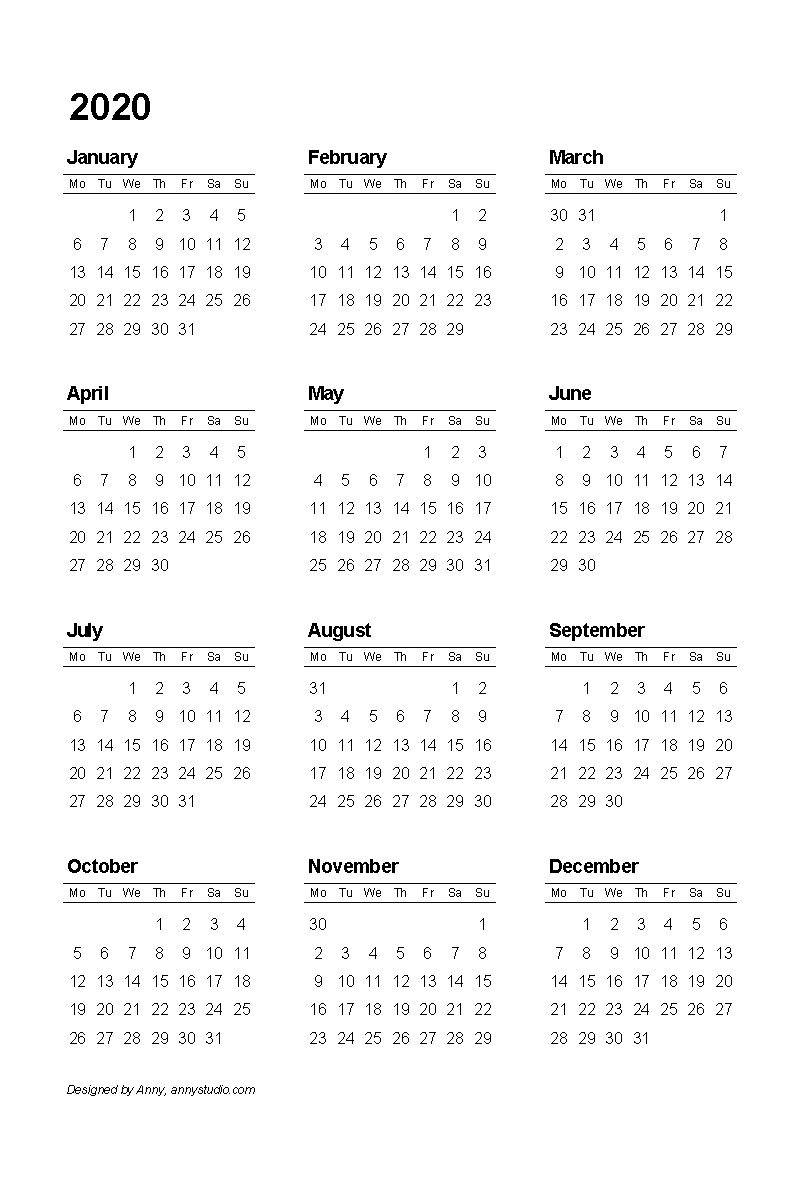 Full Year Free Printable 2021 Calendar With Holidays