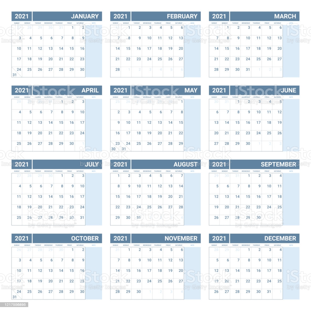 2021 Full Year Calendar Printable