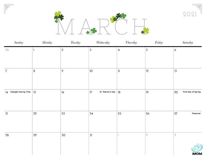 2021 Printable Calendar For Moms