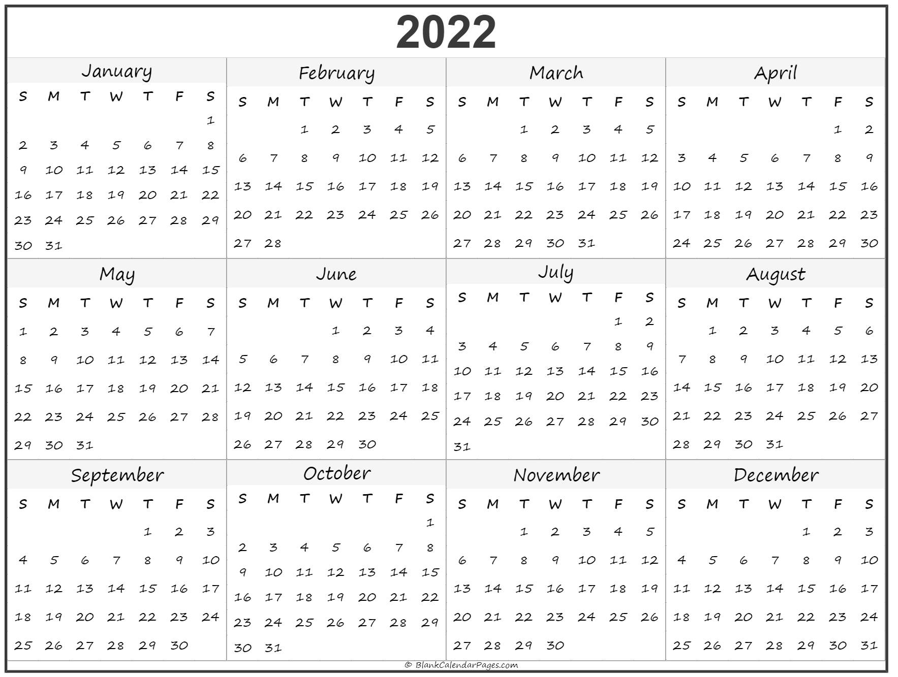 2022 Monthly Calendar Printable