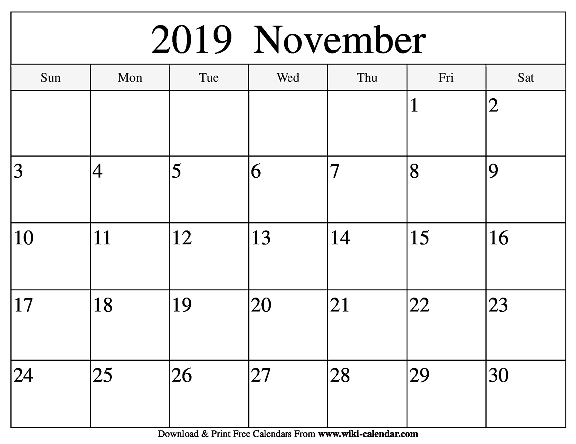 Free Printable November Calendar