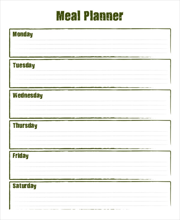 Printable Calendar Weekly Meal Planner