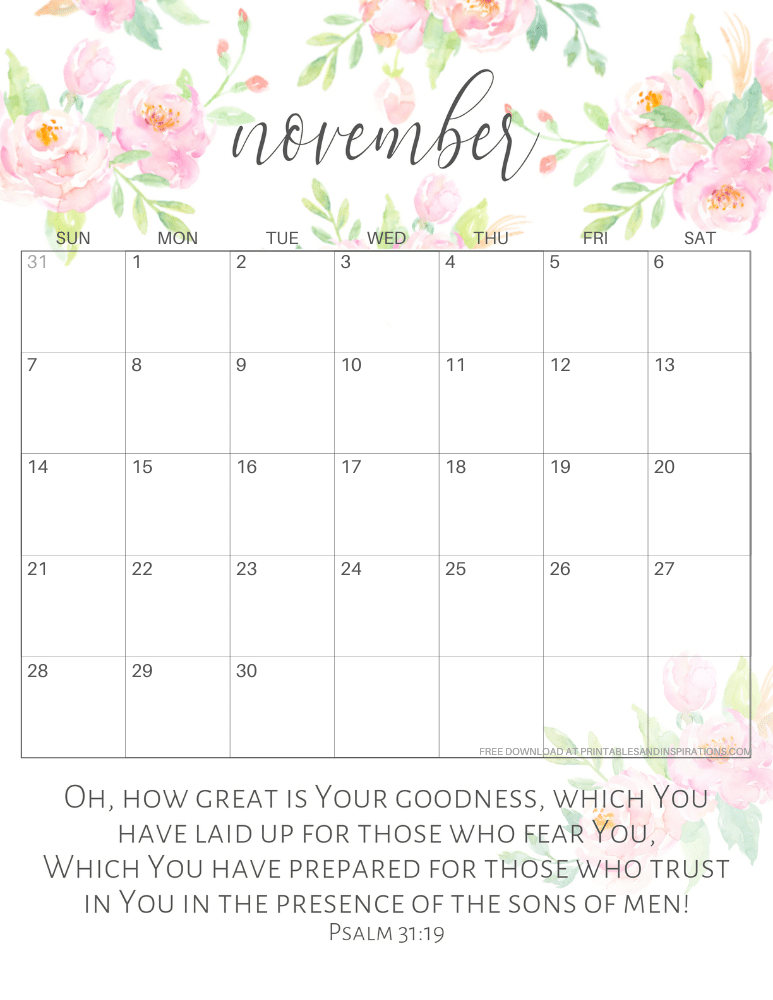 Free Bible Verse Calendar Printable 2021