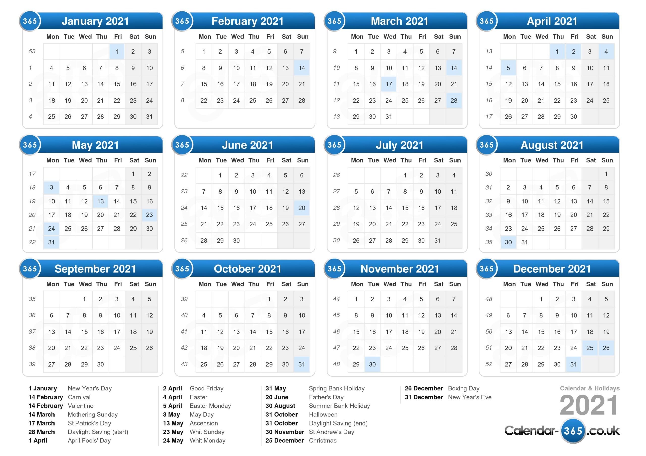 2021 Calendar 2021 Printable Calendar