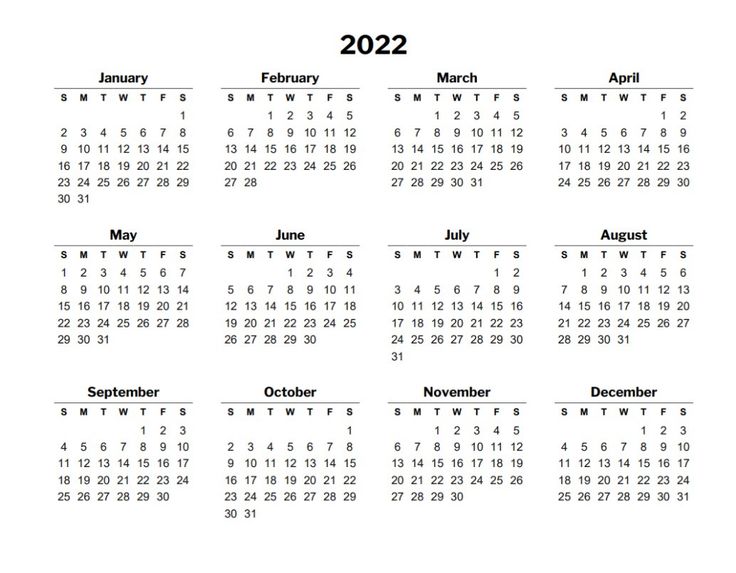 Free Printable 2022 Calendar Templates