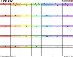 Blank Printable Calendar 2021 March