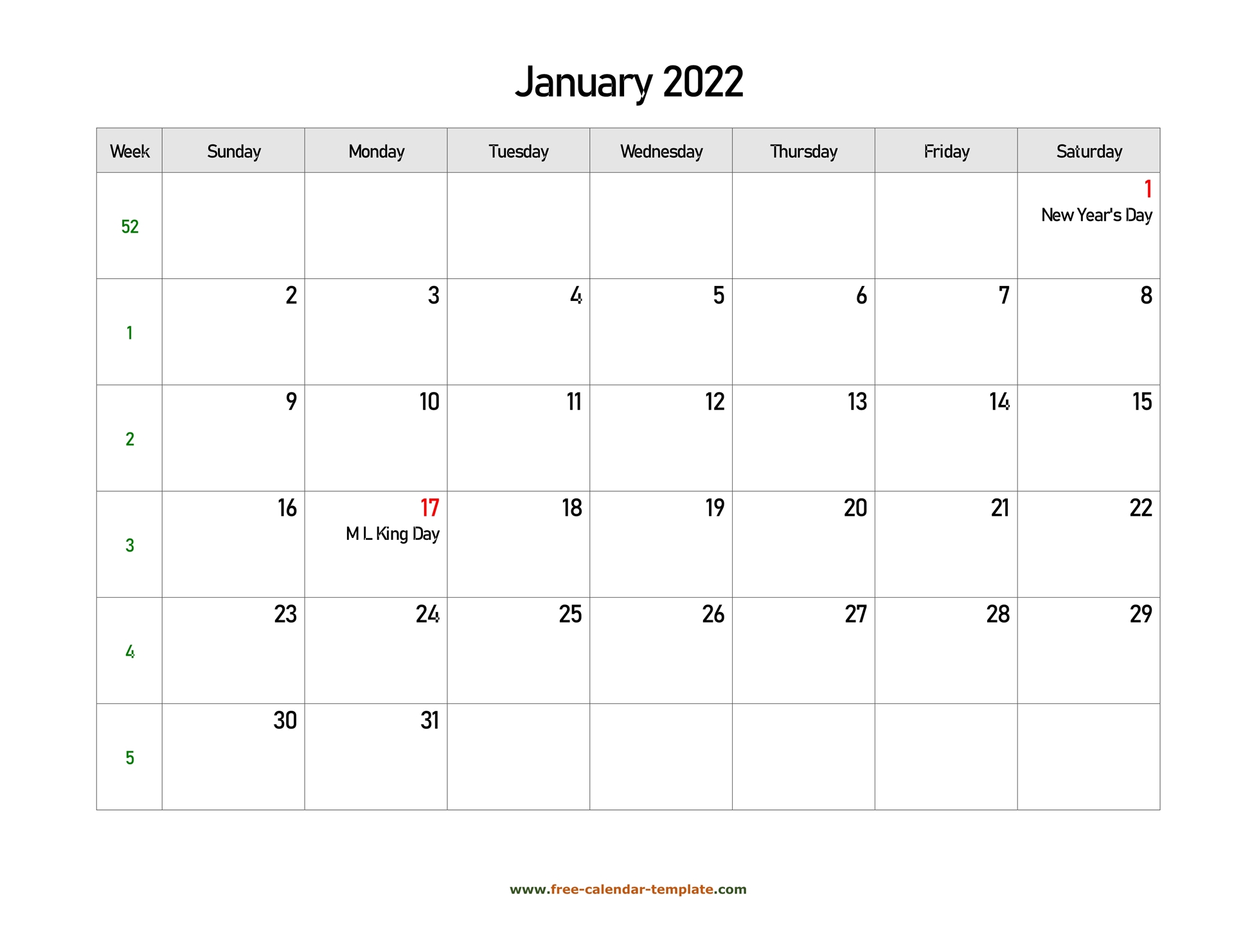 2022 2022 Calendar Printable