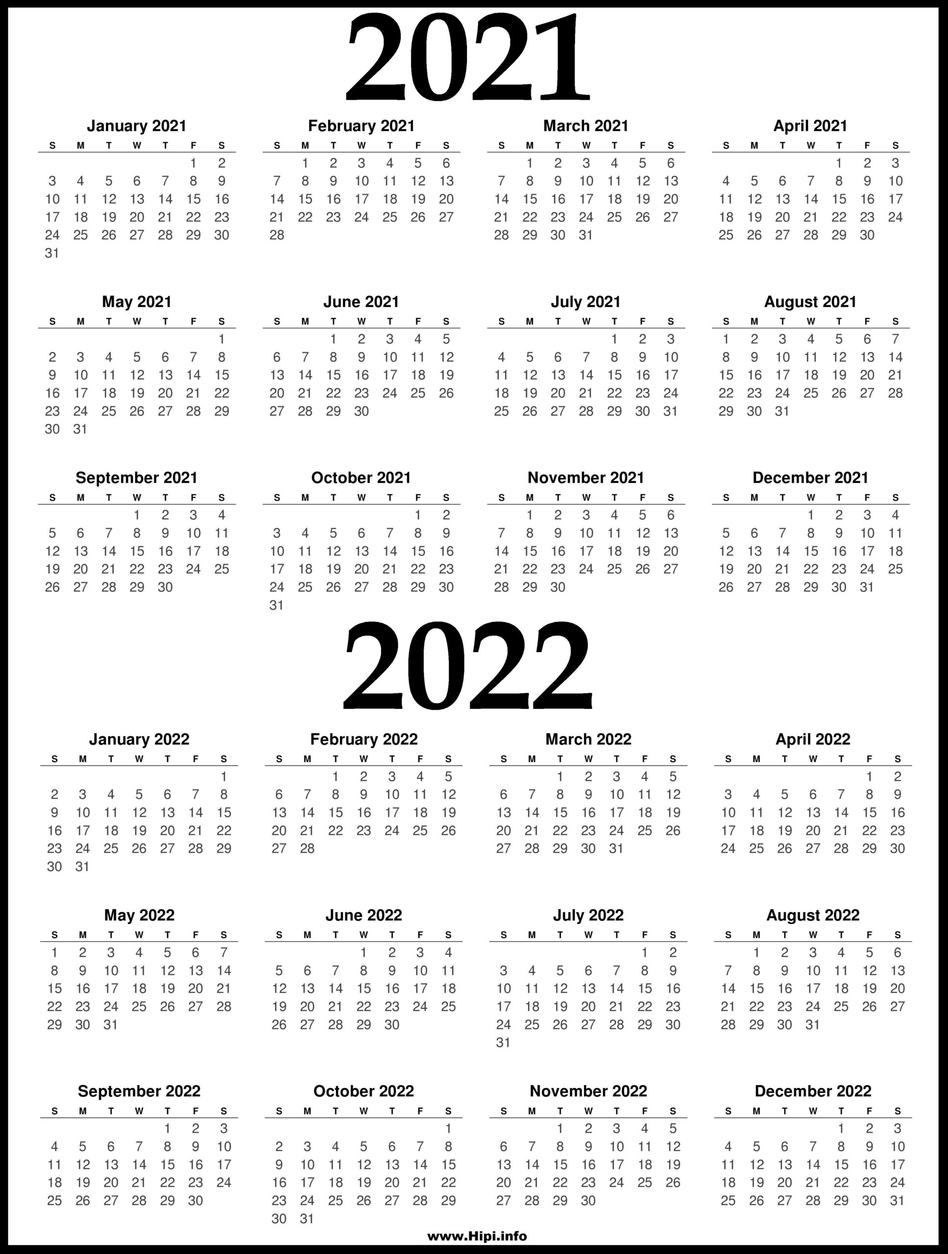 Year Calendar 2022 Printable