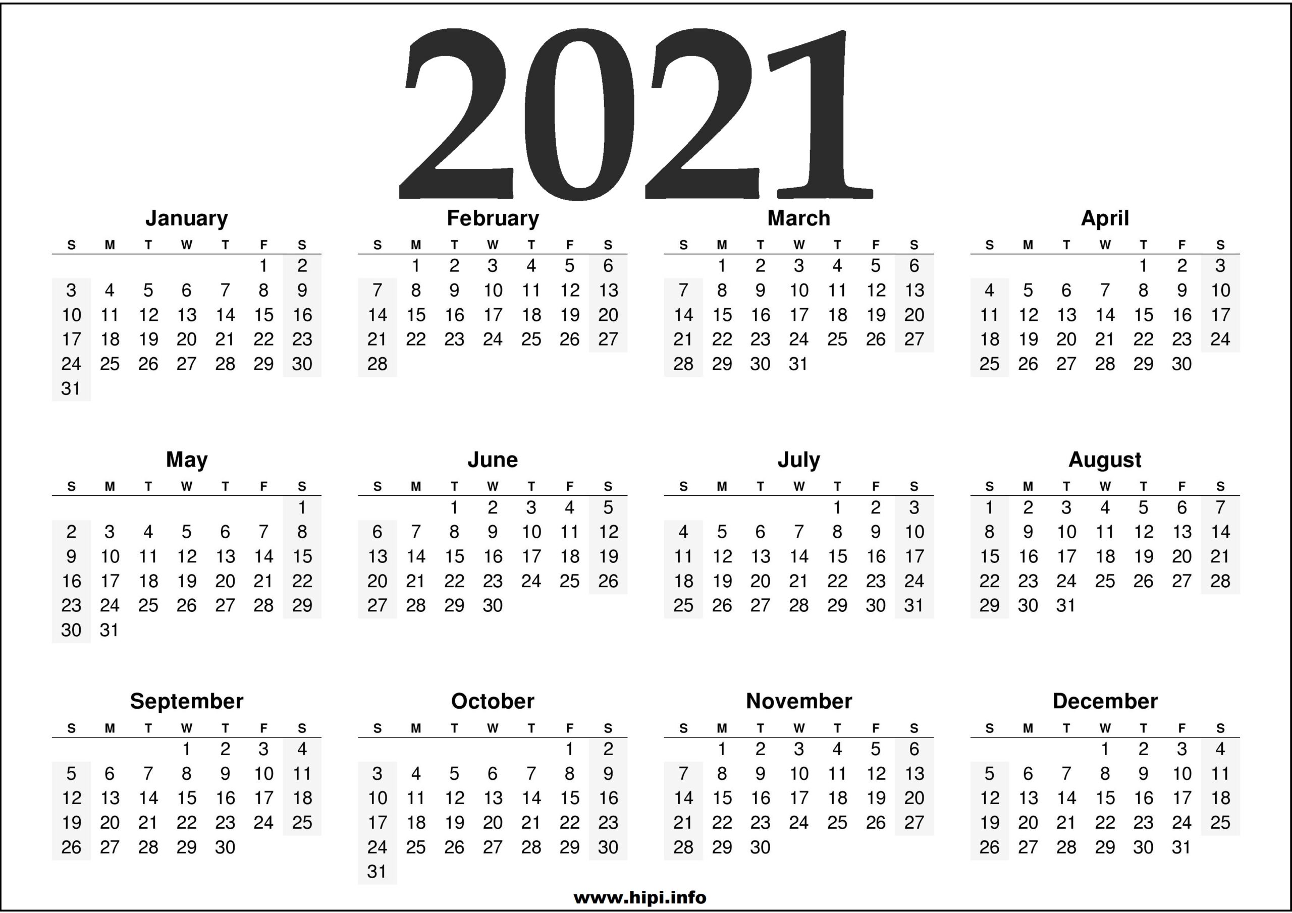 Blank Calendar Pages 2021