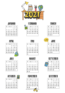 2021 Cute Printable Monthly Calendar