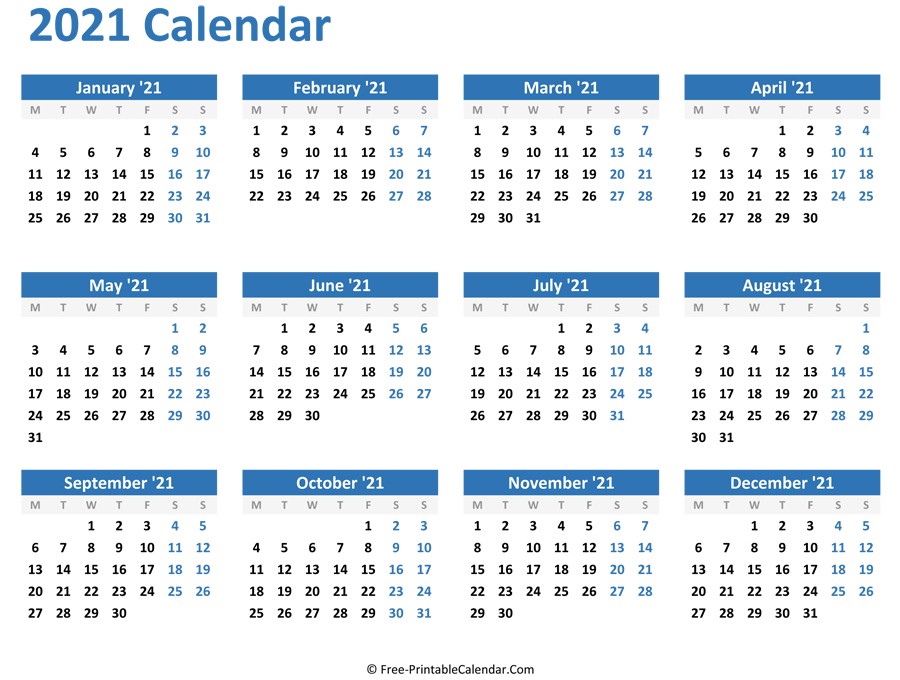 Full Page Printable Calendar 2022
