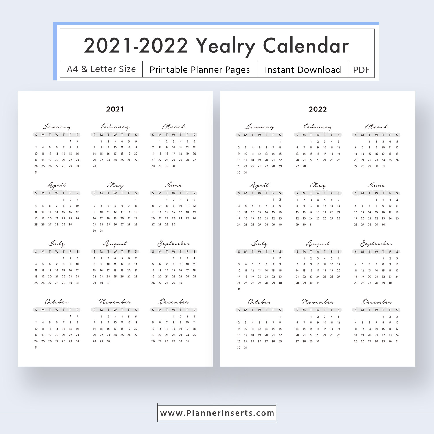 Printable 2021 At A Glance Calendar