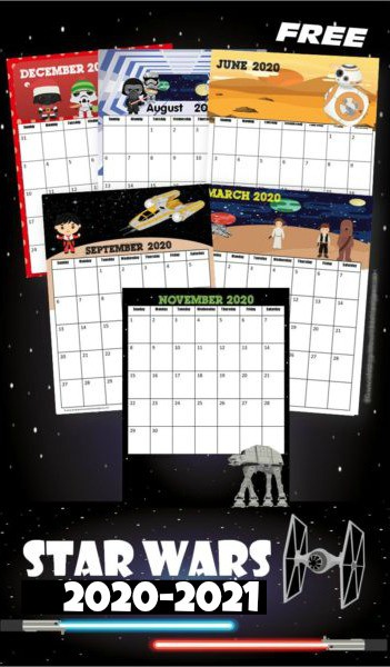 Free Printable Star Wars Calendar 2021