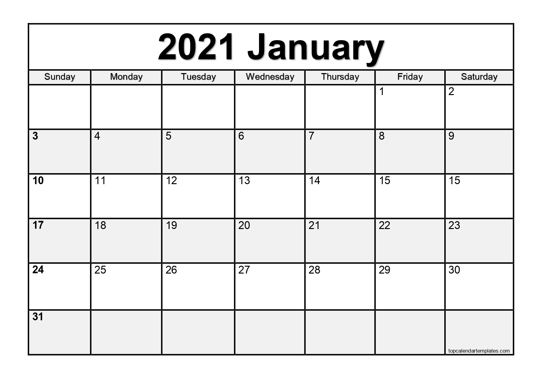 January 2021 Printable Calendar Pdf