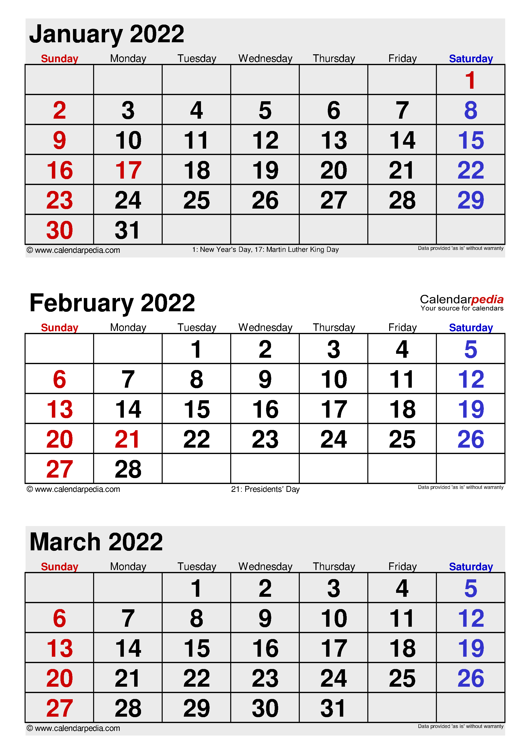 February 2022 Calendar 2022 Printable