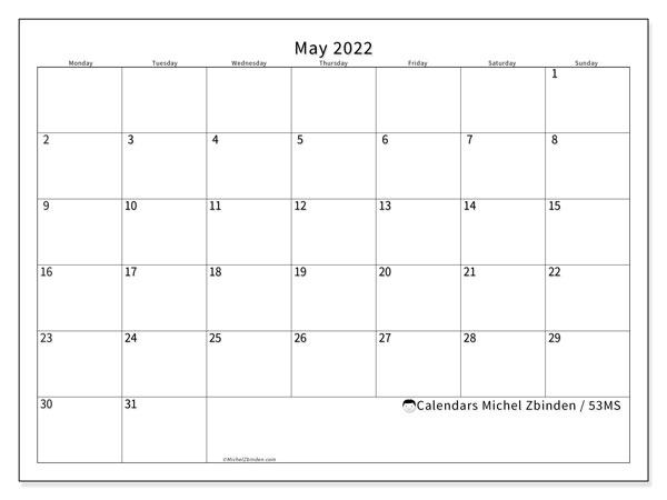 Printable Calendar 2022 For Kids