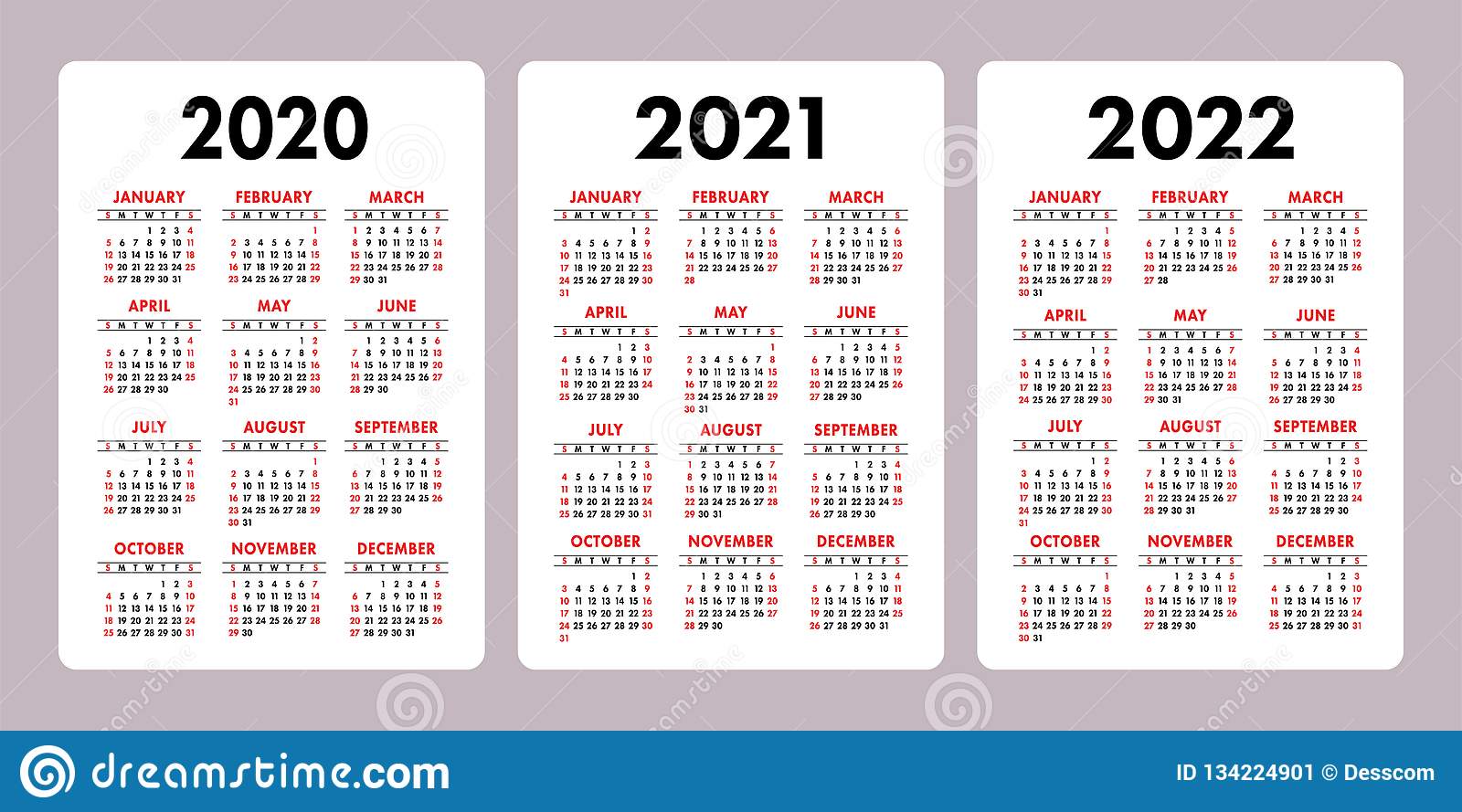 Free Printable 3 Year Calendar 2021 To 2022