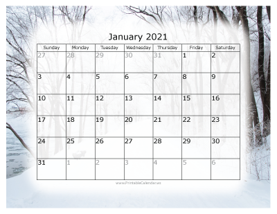 Small January 2021 Calendar Printable