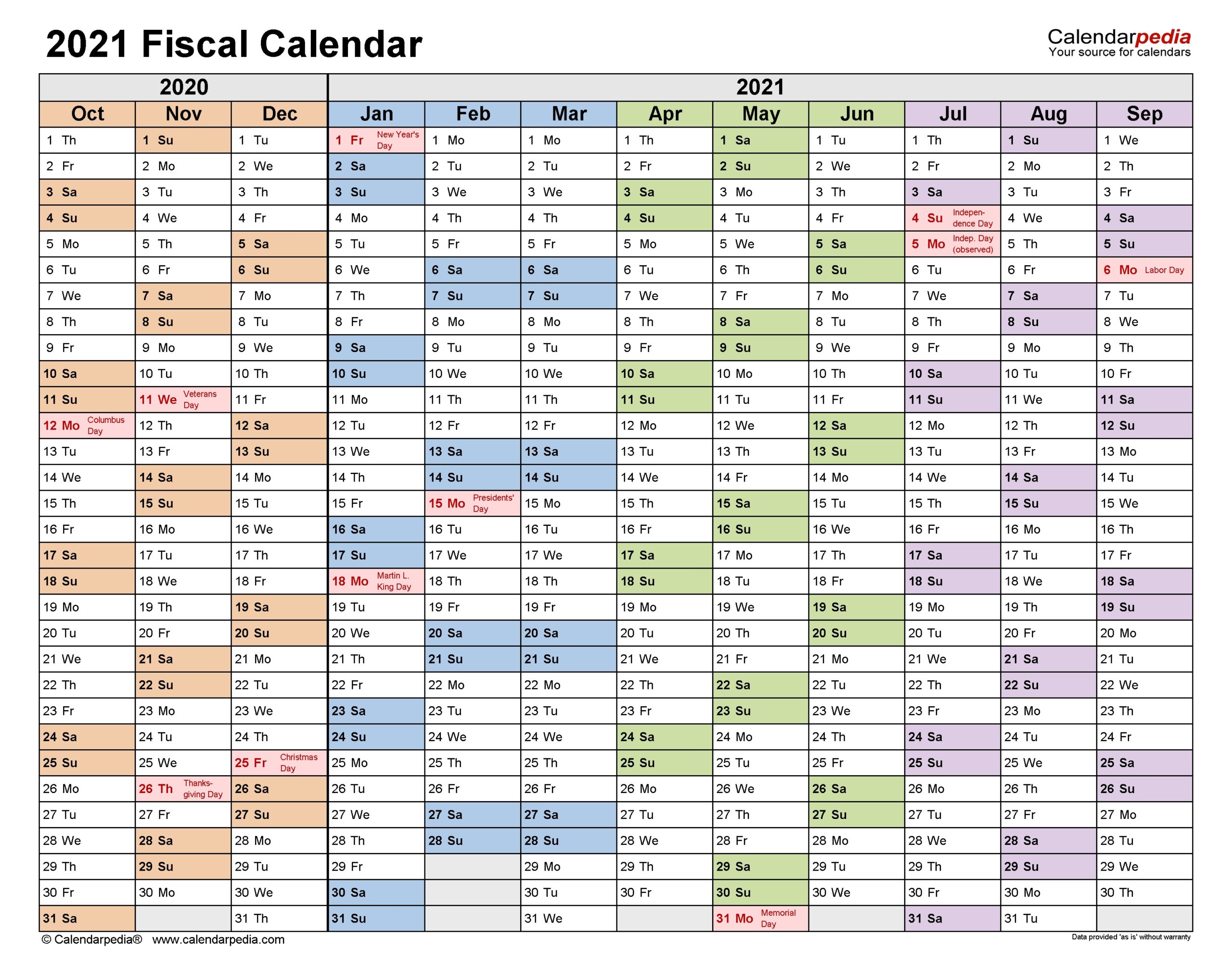 2020 And 2021 Financial Calendar