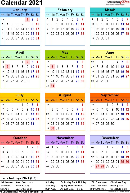 Printable 2021 Calendar Strip