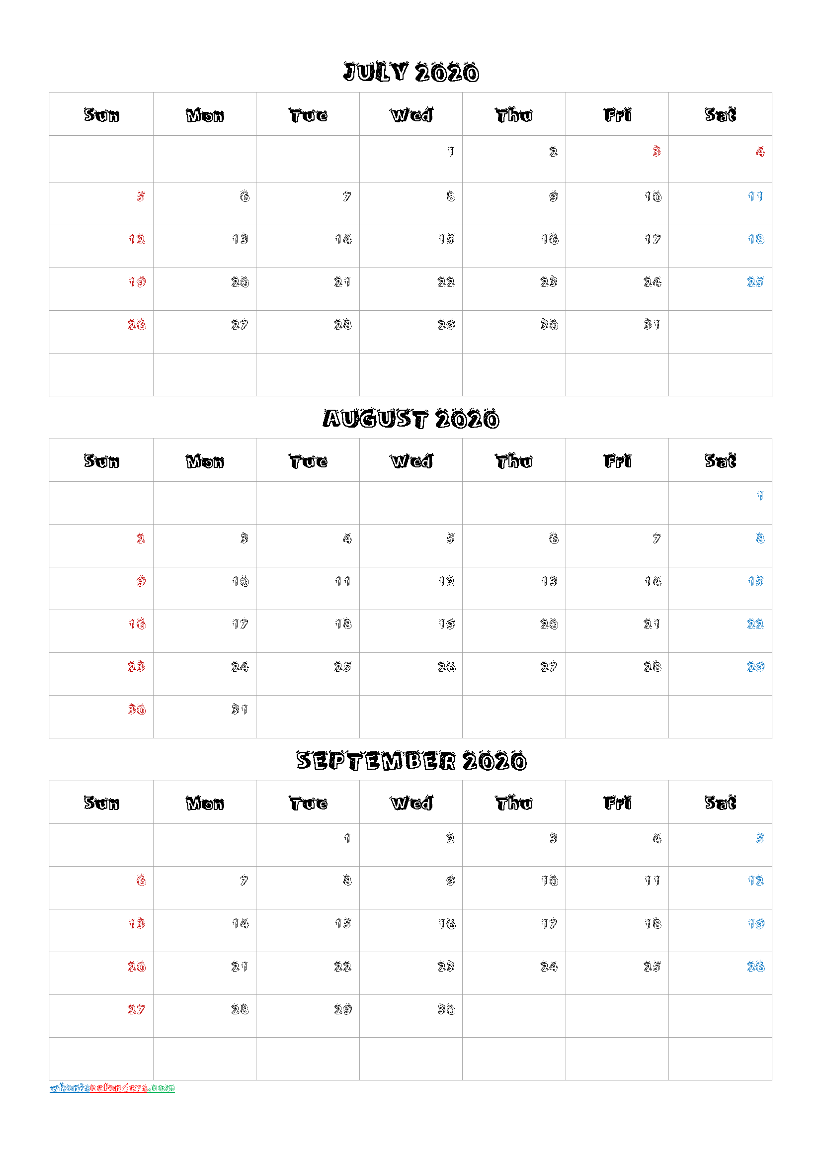 3 Month Wall Calendar 2021 Printable