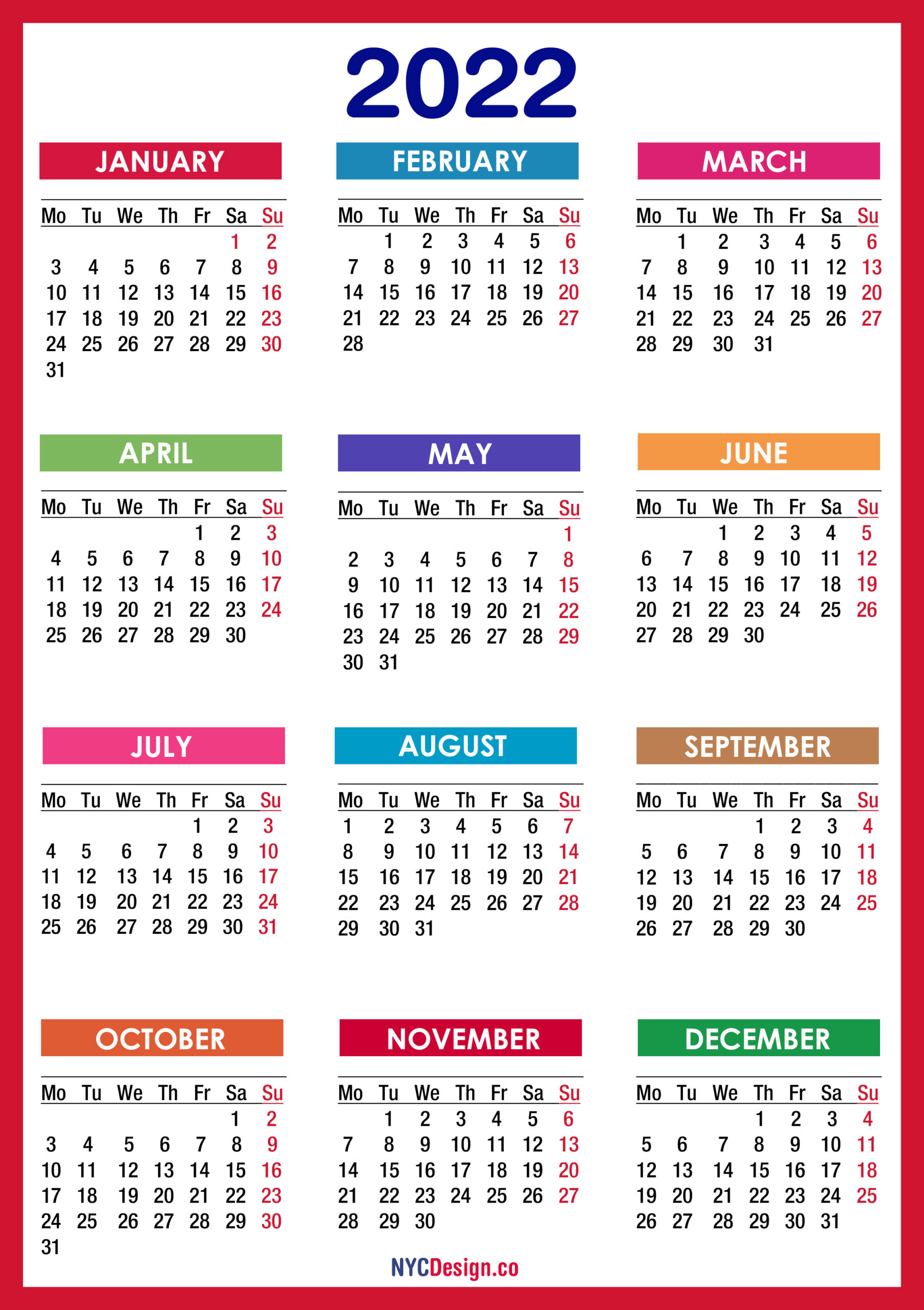 Weekly Calendar 2022 Printable