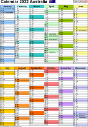 Australian Calendar 2022 Printable