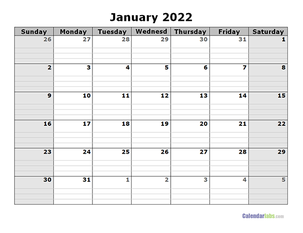 Free Blank Printable Calendar 2022