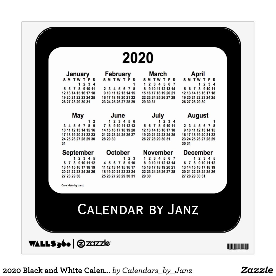 2020 Black and White Calendar by Janz Wall Decal | Zazzle ...