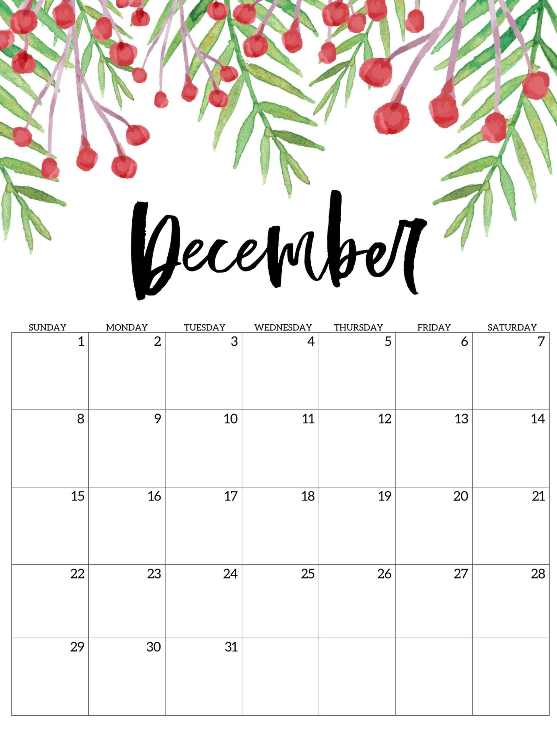 December 2021 Christmas Calendar Printable