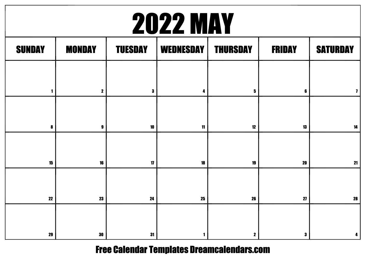 2022 Free Monthly Calendar Printable
