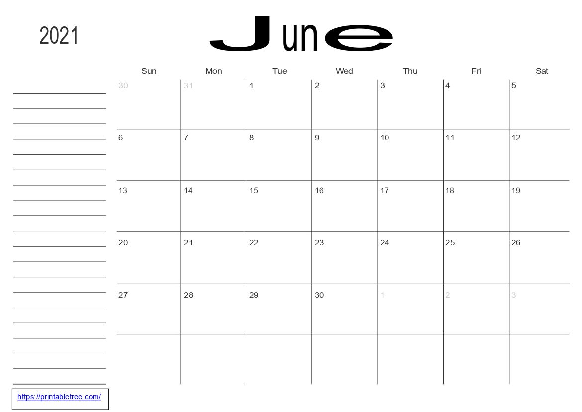 Free Printable Calendar June 2021 Pdf