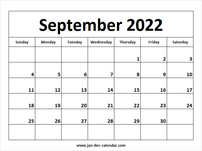 Calendar September 2022 Printable