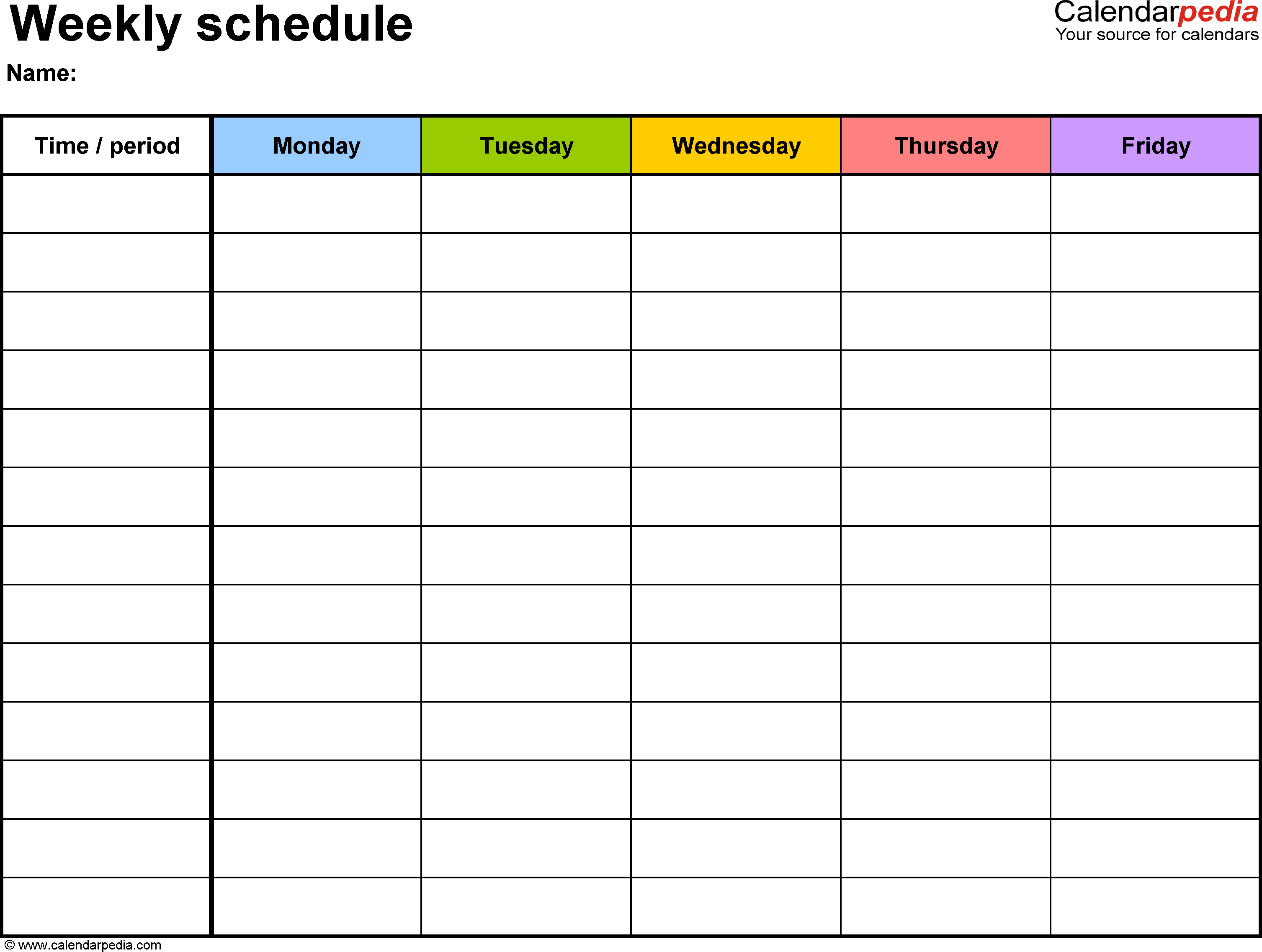 Printable Calendar Weekly Template