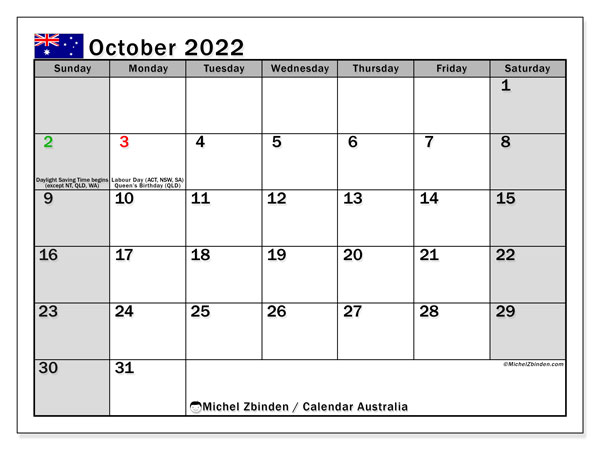 Free Printable 2022 Calendar Australia