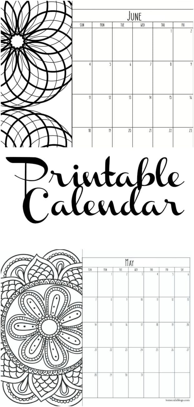 Monthly Blank Calendar Template Printable