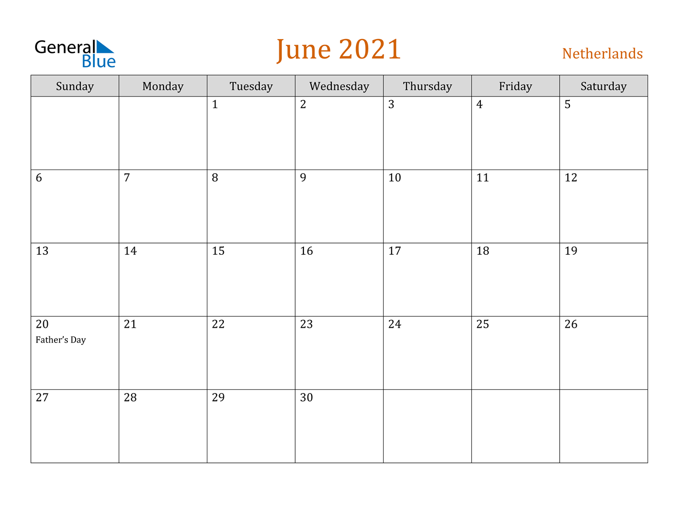 June 2021 Printable Calendar Word