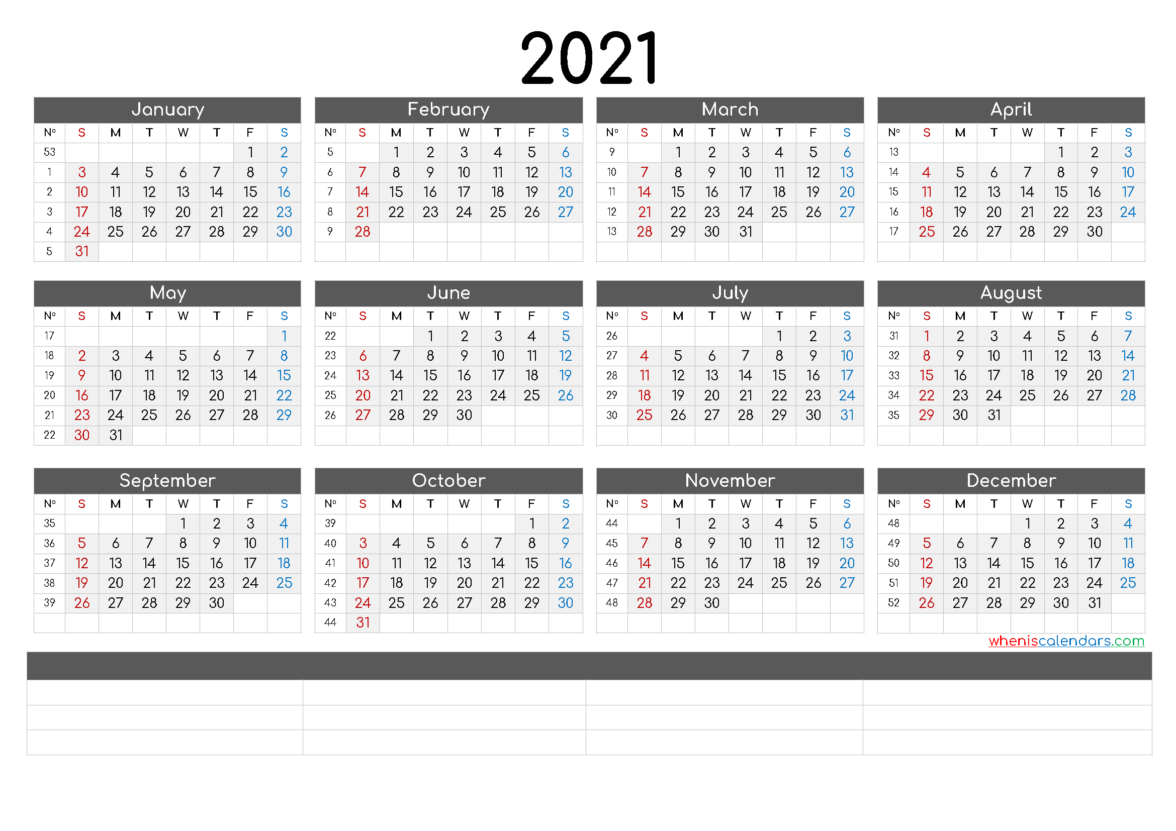 Free Printable 3 Month Calendar 2021