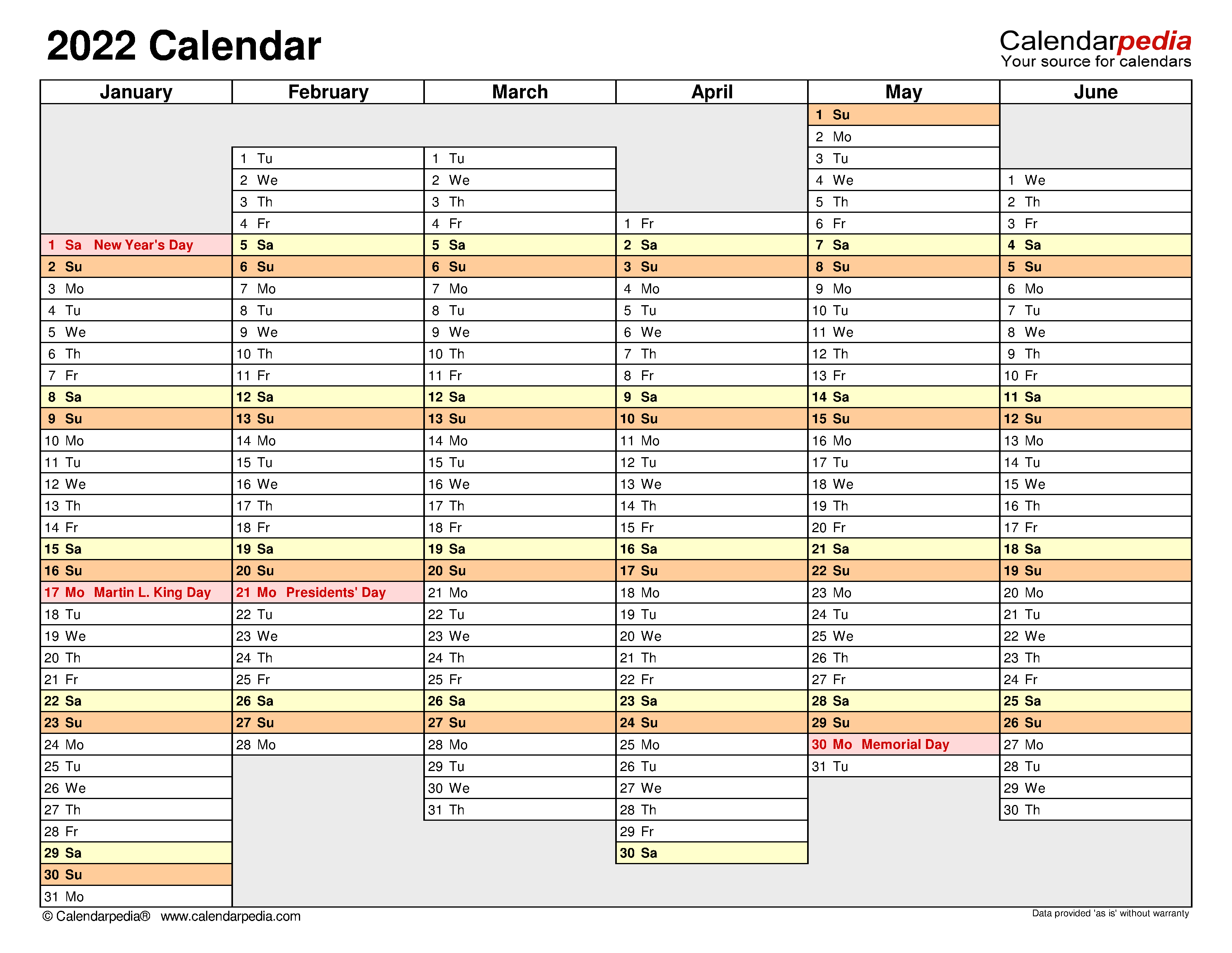 Free Printable Calendar Templates For 2022