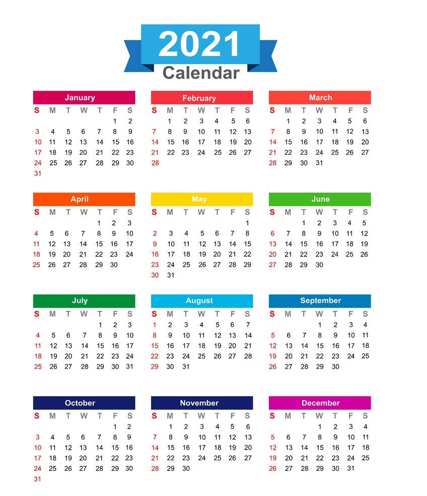 Small Printable 2021 Calendar