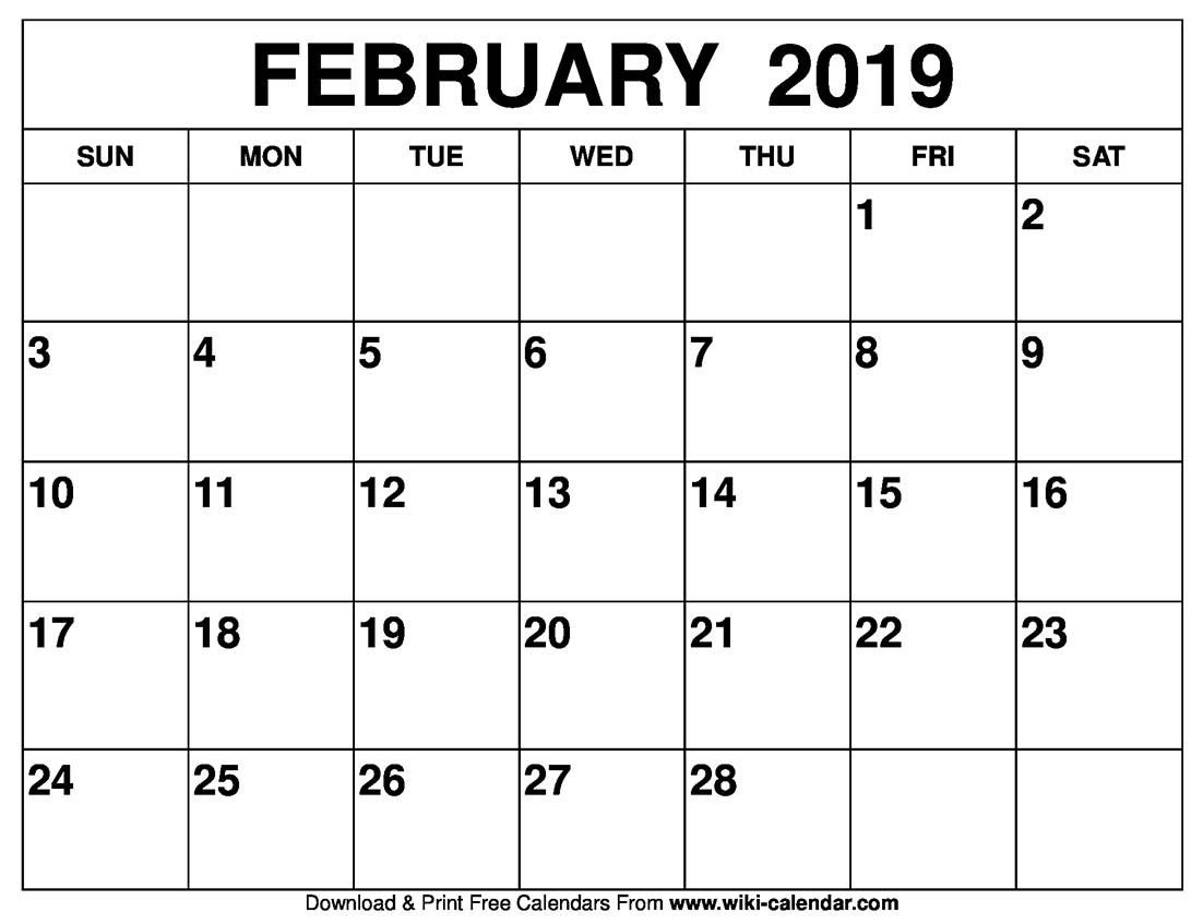 Feb Printable Calendar