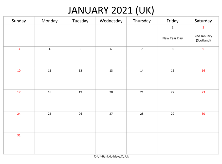 Free Printable 2022 Calendar Uk With Bank Holidays